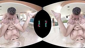 layla price rides hard in virtual reality, her big blonde tits bouncing wildly