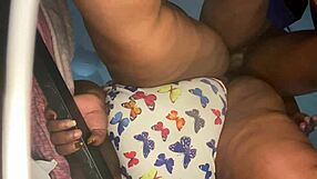 Black beauty gets creampied after phone accident
