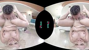 layla price rides hard in virtual reality, her big blonde tits bouncing wildly