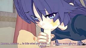 yuuka spreads her thicc thighs wide in 3d hentai