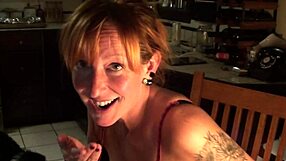 cute canadian redhead couple in kitchen