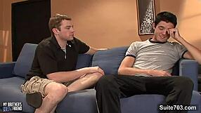 Sweet gay takes hard butt fucking with monster cock in wild session