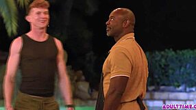 Old black man seduces a redhead twink and gives him his first anal sex