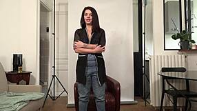 French brunette actress in hot high-pain gag scene