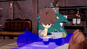 I love watching Kazuma get a blowjob in Konosuba