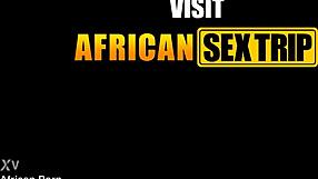 super hot petite african girl getting her pussy smashed by massive white dick in garage