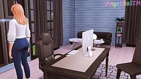 Futanari boss tempts secretary with deep throat on huge dick