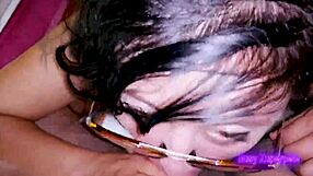 Samanta Latina gives a casual blowjob with green eyes