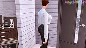 Futanari boss tempts secretary with deep throat on huge dick