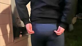 A gay amateur's desperate attempt at public urination in the neighborhood