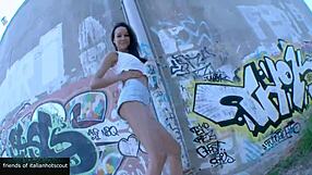 Wonderful brunette girl fuck outdoor with rimjob and assfucking