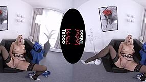 Blonde with big tits masturbates at office