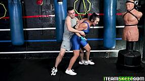 hot brunette teen in oil craves hard dick down her pussy