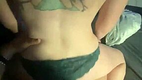 pretty pale tattooed teen babysitter gets her little pussy fucked by big cock in reverse cowgirl on beach