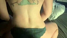 pretty pale tattooed teen babysitter gets her little pussy fucked by big cock in reverse cowgirl on beach