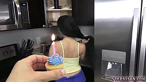 Teen gets her petite boobs licked for birthday devirginizing. A hardcore taboo unfolds on her special day.