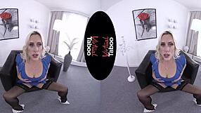 Office worker’s POV while pleasuring herself in a virtual reality world