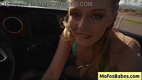 Hardcore POV video of natural tits blonde sucking hard cock