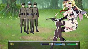 Chris plays a hentai game and gets to fuck two blondies in the woods