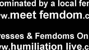Femdom humiliation with a crossdresser and a dildo