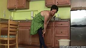 american milf lacy rubbing herself wild in pantyhose in the kitchen, huh?