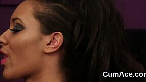 Horny peach eagerly swallows cum in extreme blowbang facial bukkake