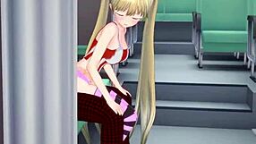 airi akizuki gets fucked hard on the public bus in cute blonde anime style