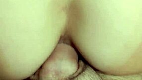 Hot brunette rides cock hard, takes anal creampie in tight ass POV style