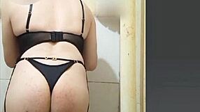 Gorgeous femboy in lingerie garter belt masturbates solo as a sexy transsexual amateur