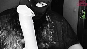 Fuming my dildo with natural tits and mask!