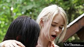 Tattooed Lesbian Explores Sexy Brunette's Body