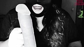 Fuming my dildo with natural tits and mask!