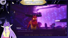 I explore the blonde milf's big tits in this hentai game adventure