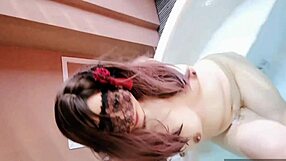 Japanese Queen Masturbates in Open-Air Bath Before Intense Hardcore Cock Action