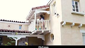 Stepsister August Ames Surprises Stepbrother with Intense Blowjob. Caught in Action