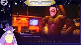 I explore the blonde milf's big tits in this hentai game adventure