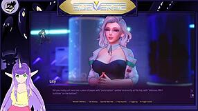 I explore the blonde milf's big tits in this hentai game adventure