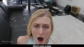 Stepsis lets big stepbro feel her inside during horny blowjob session