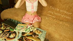 Redhead Foxies short and sexy puzzle without panties