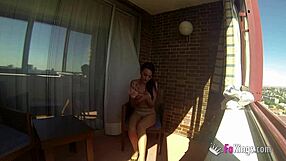 sara ray exposes herself on madrid balcony with dildo