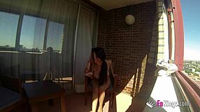 sara ray exposes herself on madrid balcony with dildo