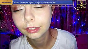 low grade blowjob ends with cum all over her face