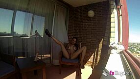 sara ray exposes herself on madrid balcony with dildo