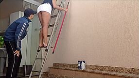 Wow! Married Brazilian seduces and bangs the painter hired by her husband