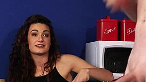 Cfnm Brunette Mocks Naked Tugging Creep