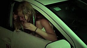 Alexis Crystal gives a public blowjob through a car window