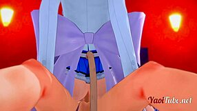 Japanese cosplay babes get hard anal and facial in anime