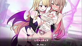 Finger play and bondage in a hot outdoor lesbian hentai game