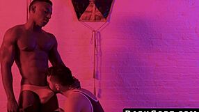 Interracial bareback action with ebony hunk and white sub
