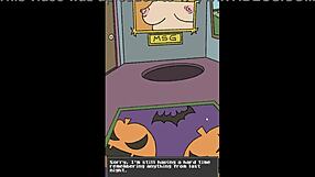 Halloween-themed animated porn with a haunted house setting
